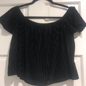 Black velvet stripe top- NWOT